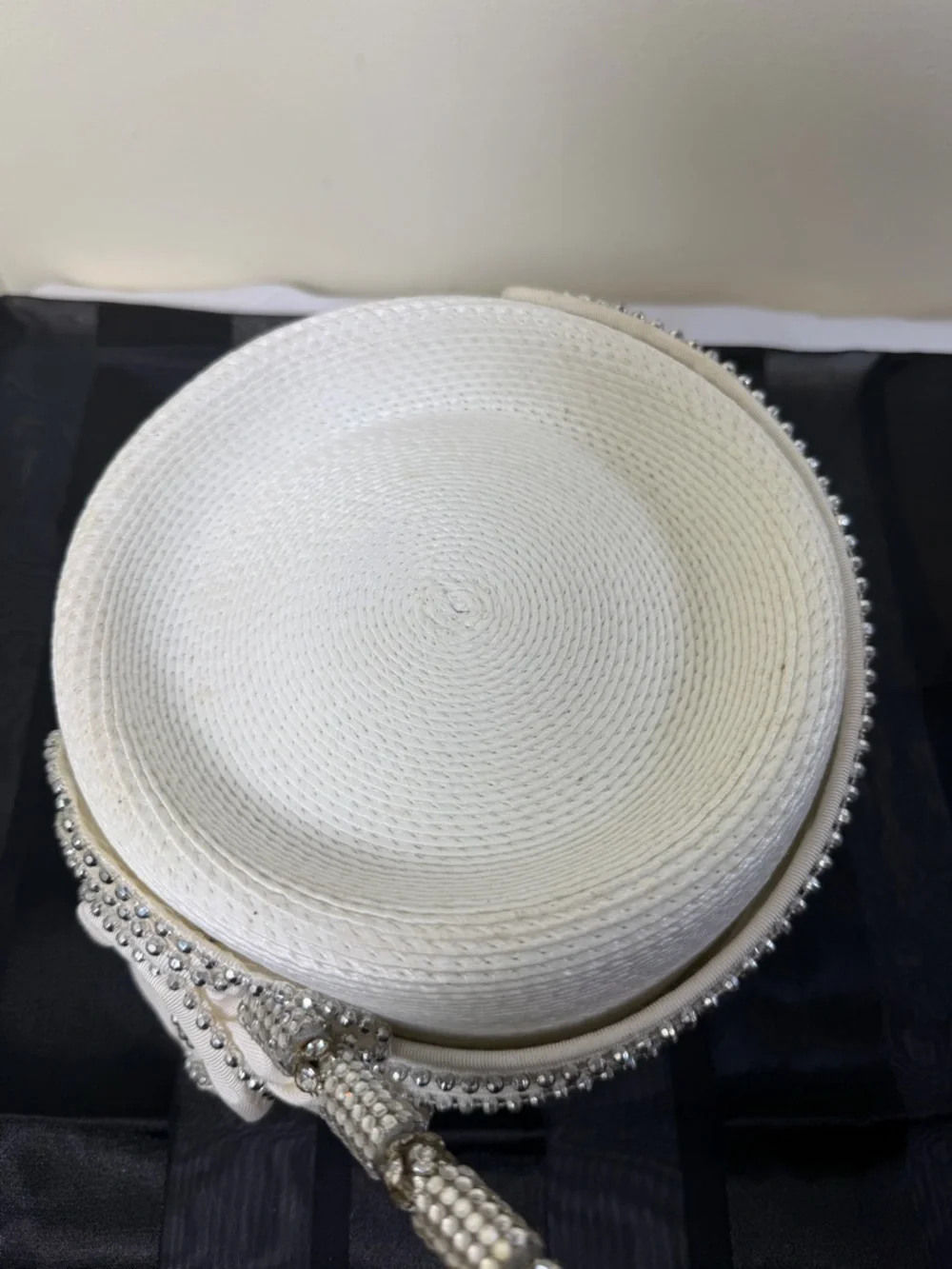 Ivory Rhinestone-Trim Women's Cloche Hat - Picture 6 of 7